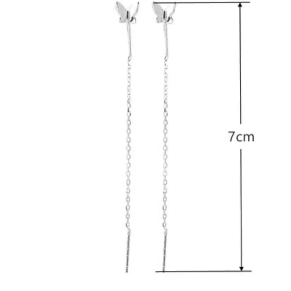 NWT STERLING SILVER TASSEL BUTTERFLY EARRINGS - Picture 4 of 5